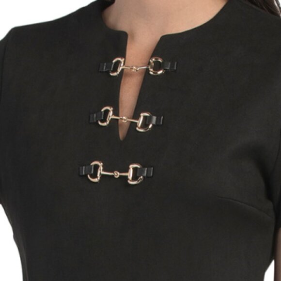 ELLEN TRACY Faux Suede Metal Detail Mini Dress - Picture 3 of 3